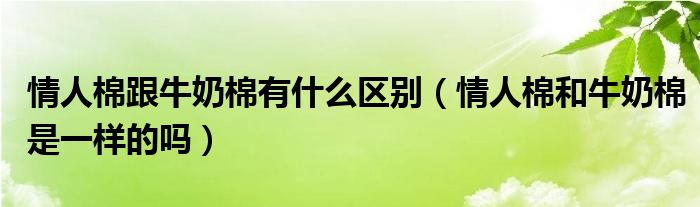 情人棉跟牛奶棉有什么区别（情人棉和牛奶棉是一样的吗）