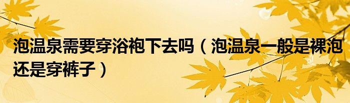 泡温泉需要穿浴袍下去吗（泡温泉一般是裸泡还是穿裤子）