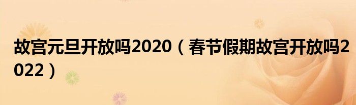故宫元旦开放吗2020（春节假期故宫开放吗2022）