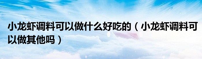 小龙虾调料可以做什么好吃的（小龙虾调料可以做其他吗）