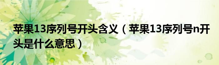苹果13序列号开头含义（苹果13序列号n开头是什么意思）