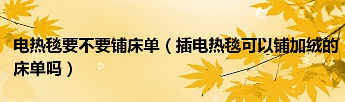 电热毯要不要铺床单（插电热毯可以铺加绒的床单吗）