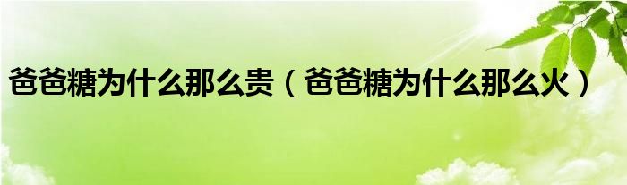 爸爸糖为什么那么贵（爸爸糖为什么那么火）