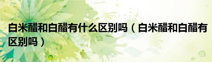 白米醋和白醋有什么区别吗（白米醋和白醋有区别吗）
