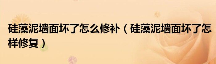 硅藻泥墙面坏了怎么修补（硅藻泥墙面坏了怎样修复）