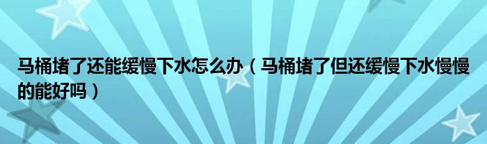 马桶堵了还能缓慢下水怎么办（马桶堵了但还缓慢下水慢慢的能好吗）