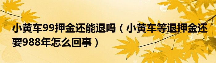 小黄车99押金还能退吗（小黄车等退押金还要988年怎么回事）