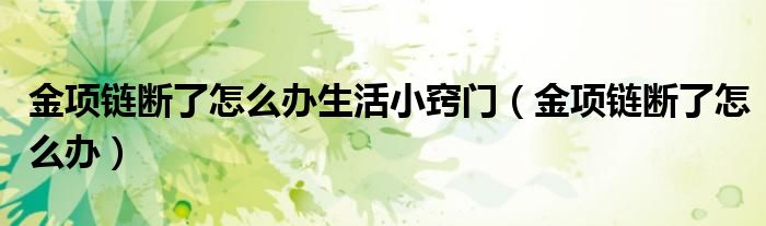 金项链断了怎么办生活小窍门（金项链断了怎么办）