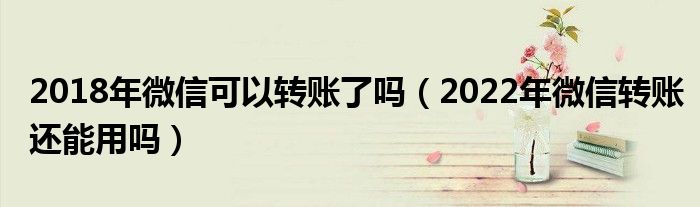 2018年微信可以转账了吗（2022年微信转账还能用吗）