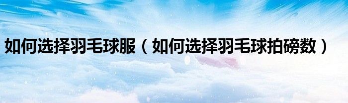 如何选择羽毛球服（如何选择羽毛球拍磅数）
