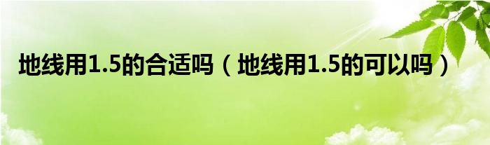 地线用1.5的合适吗（地线用1.5的可以吗）