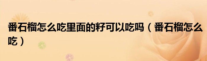 番石榴怎么吃里面的籽可以吃吗（番石榴怎么吃）