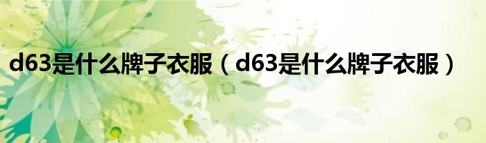 d63是什么牌子衣服（d63是什么牌子衣服）