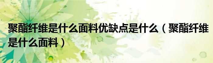 聚酯纤维是什么面料优缺点是什么（聚酯纤维是什么面料）