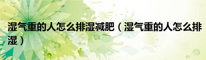 湿气重的人怎么排湿减肥（湿气重的人怎么排湿）