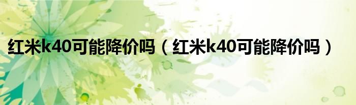 红米k40可能降价吗（红米k40可能降价吗）