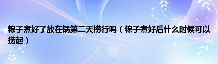 粽子煮好了放在锅第二天捞行吗（粽子煮好后什么时候可以捞起）