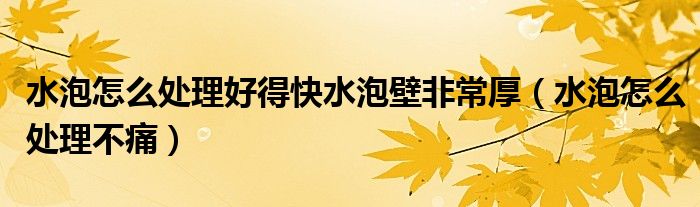 水泡怎么处理好得快水泡壁非常厚（水泡怎么处理不痛）