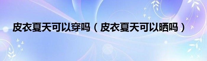 皮衣夏天可以穿吗（皮衣夏天可以晒吗）