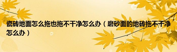 瓷砖地面怎么拖也拖不干净怎么办（磨砂面的地砖拖不干净怎么办）