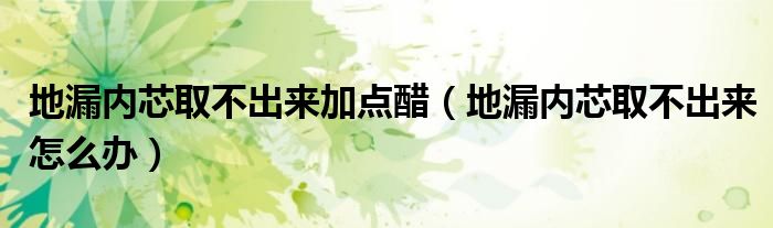 地漏内芯取不出来加点醋（地漏内芯取不出来怎么办）