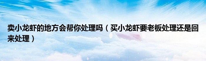 卖小龙虾的地方会帮你处理吗（买小龙虾要老板处理还是回来处理）