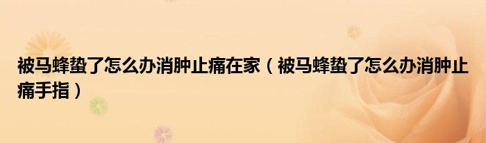 被马蜂蛰了怎么办消肿止痛在家（被马蜂蛰了怎么办消肿止痛手指）