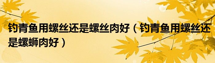 钓青鱼用螺丝还是螺丝肉好（钓青鱼用螺丝还是螺蛳肉好）
