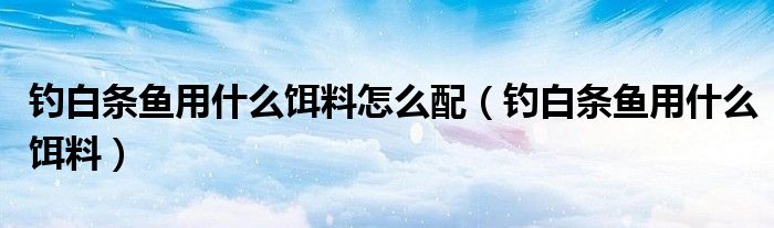 钓白条鱼用什么饵料怎么配（钓白条鱼用什么饵料）