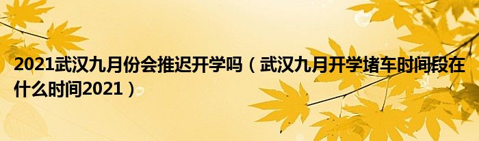 2021武汉九月份会推迟开学吗（武汉九月开学堵车时间段在什么时间2021）