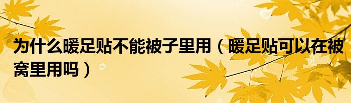 为什么暖足贴不能被子里用（暖足贴可以在被窝里用吗）