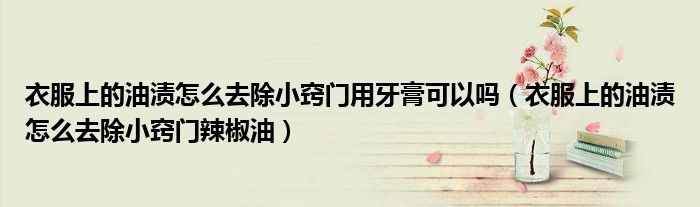 衣服上的油渍怎么去除小窍门用牙膏可以吗（衣服上的油渍怎么去除小窍门辣椒油）