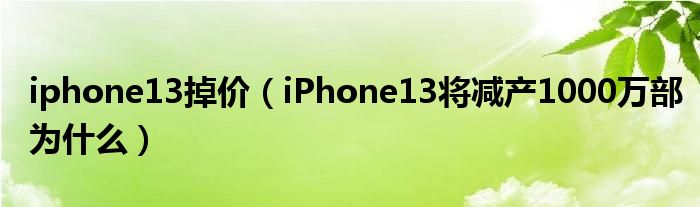 iphone13掉价（iPhone13将减产1000万部为什么）