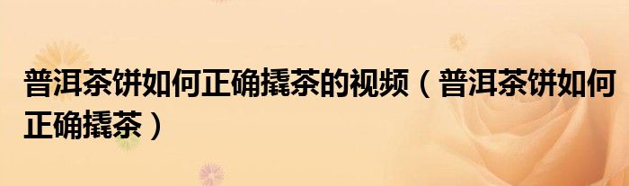 普洱茶饼如何正确撬茶的视频（普洱茶饼如何正确撬茶）