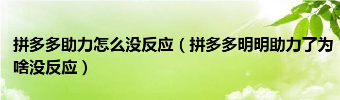 拼多多助力怎么没反应（拼多多明明助力了为啥没反应）