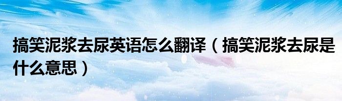 搞笑泥浆去尿英语怎么翻译（搞笑泥浆去尿是什么意思）