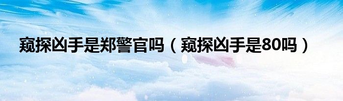窥探凶手是郑警官吗（窥探凶手是80吗）