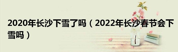 2020年长沙下雪了吗（2022年长沙春节会下雪吗）