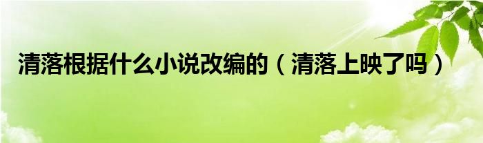 清落根据什么小说改编的（清落上映了吗）