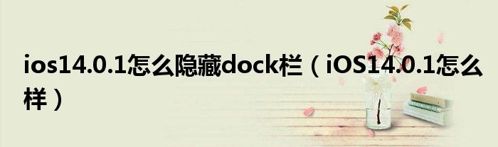ios14.0.1怎么隐藏dock栏（iOS14.0.1怎么样）