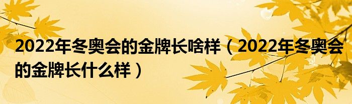 2022年冬奥会的金牌长啥样（2022年冬奥会的金牌长什么样）