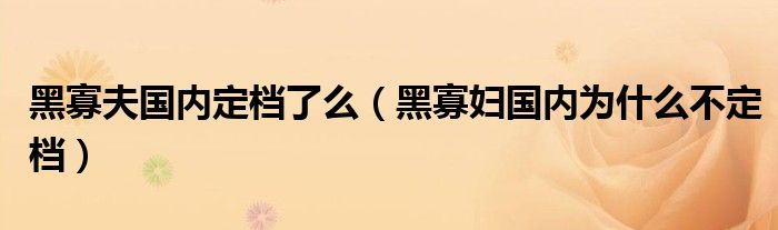 黑寡夫国内定档了么（黑寡妇国内为什么不定档）