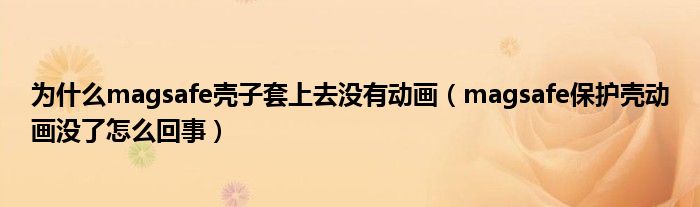 为什么magsafe壳子套上去没有动画（magsafe保护壳动画没了怎么回事）