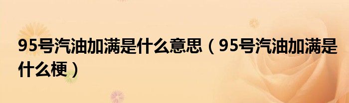 95号汽油加满是什么意思（95号汽油加满是什么梗）