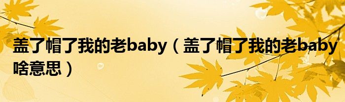 盖了帽了我的老baby（盖了帽了我的老baby啥意思）
