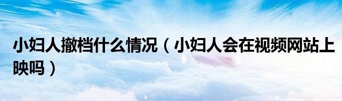小妇人撤档什么情况（小妇人会在视频网站上映吗）