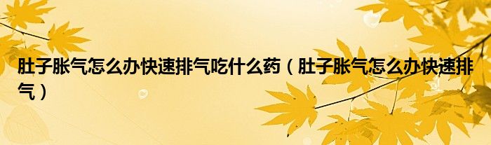 肚子胀气怎么办快速排气吃什么药（肚子胀气怎么办快速排气）