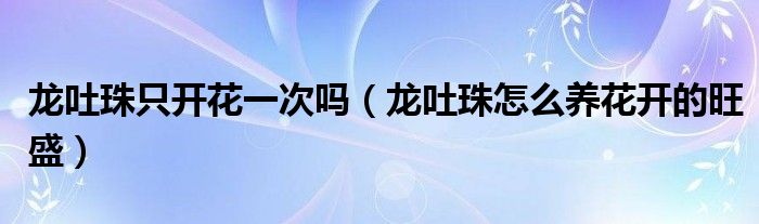 龙吐珠只开花一次吗（龙吐珠怎么养花开的旺盛）