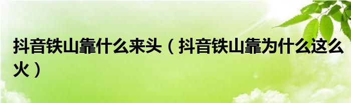 抖音铁山靠什么来头（抖音铁山靠为什么这么火）