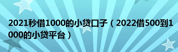 2021秒借1000的小贷口子（2022借500到1000的小贷平台）